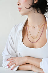 Love 愛 Hooked Garnet Beaded Necklace