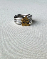 white gold and yellow gold ring with chinese character LOVE and diamonds