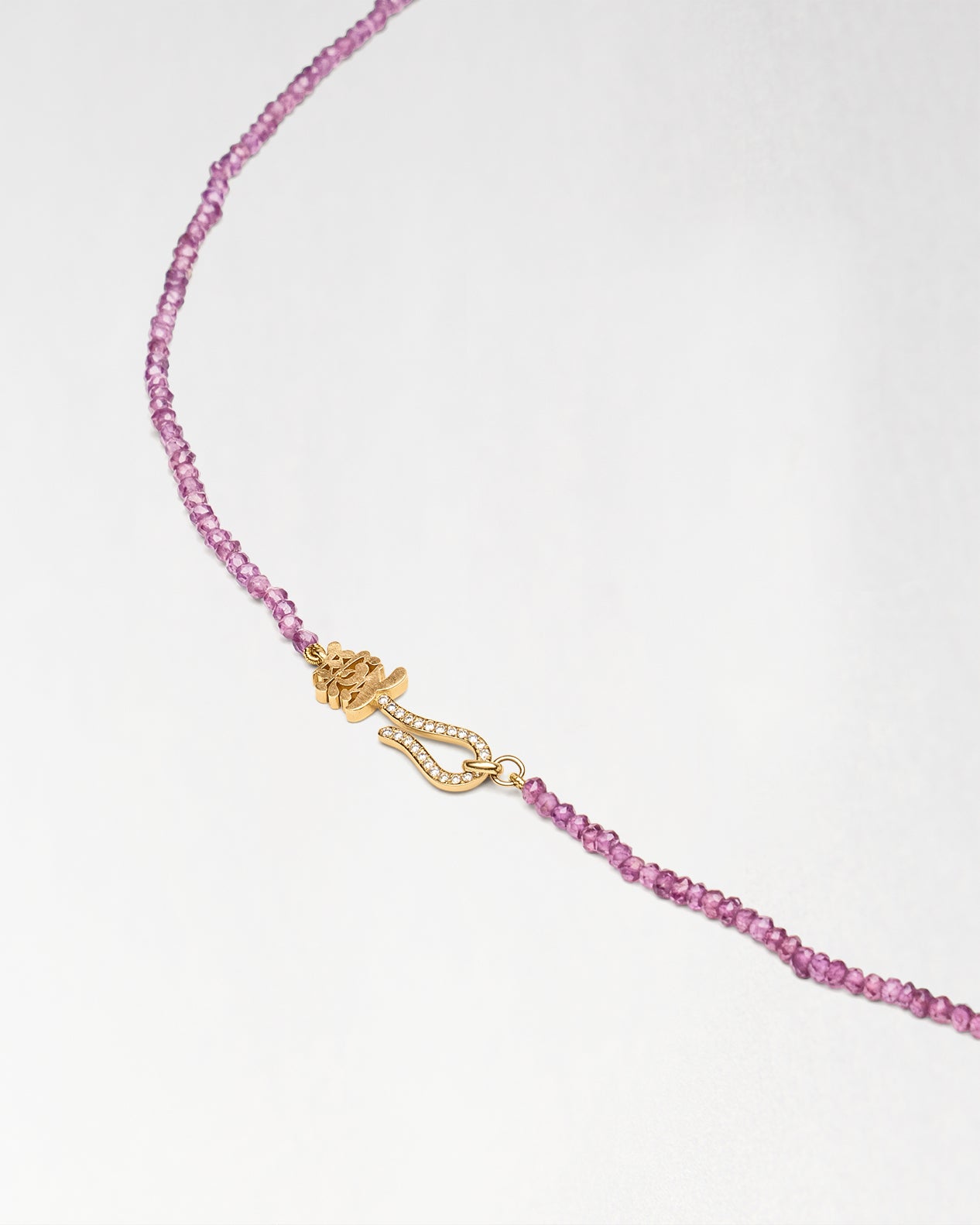 Love 愛 Hooked Garnet Beaded Necklace